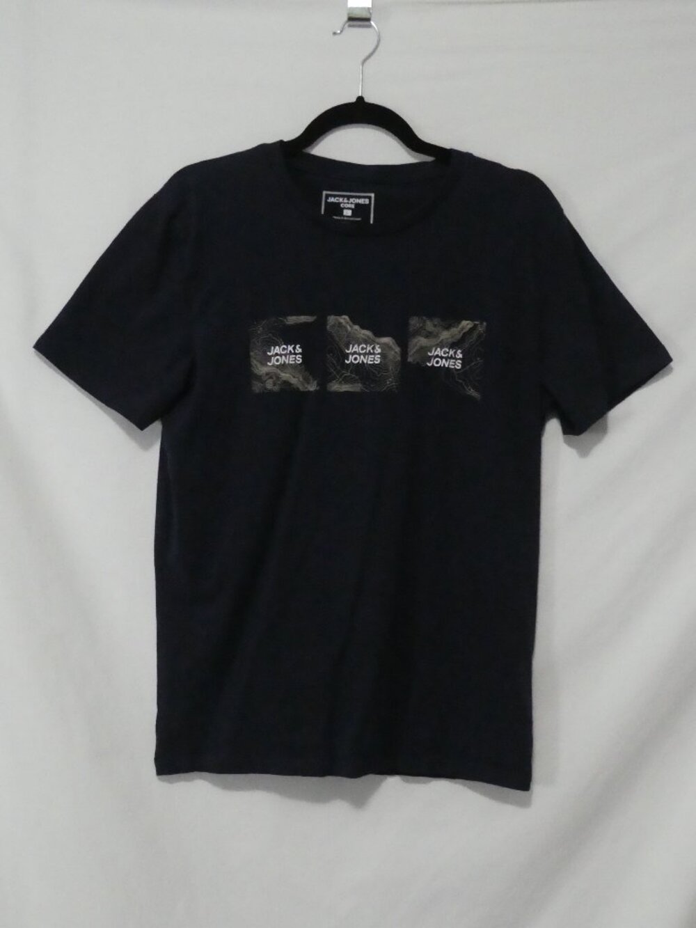 JACK & JONES CORE Men's Dark Navy Blue Graphic Tee - Size Large